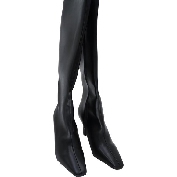 Madden Girl Shoes - Madden Girl Voyage Knee High Square Toe Boot Black - Women's US 9.5M